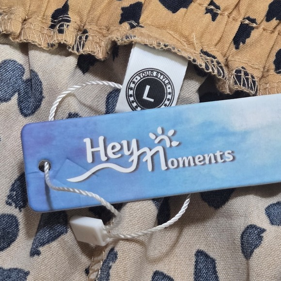 Hey Moments Womens Leopard Print Pants Large Tan Black Wide Leg Elastic Waist... - Picture 13 of 14